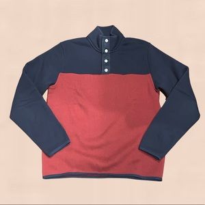 Brooks Brothers Blue & Red Fleece Quarter Sweater
